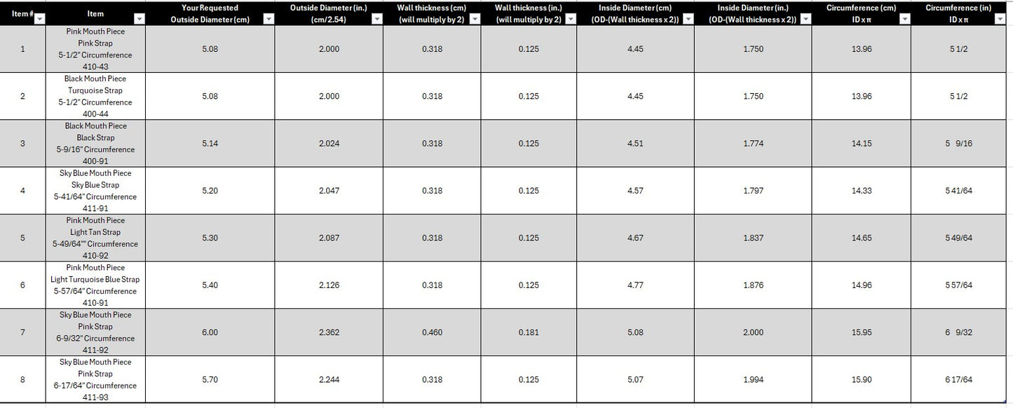 Sizing Chart